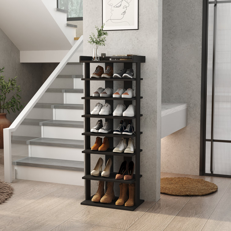 4-tier Black Home Entrance Shoe Rack, Small & Simple Plastic Shoe
