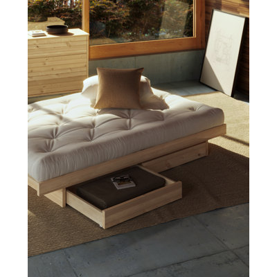 Kanso Bed Frame with 4 Drawers, Scandinavian design, made in Europe, FSC certified wood, choose your size.