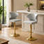 Chaise de bar pivotante en similicuir gris avec hauteur réglable et base chromée, ensemble de 2, pour comptoir de cuisine et salle à manger