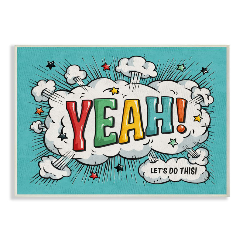 Oui! impression sur toile, "à motif bd rétro" par este kay, H 13 po x l 19 po x P 0,5 po, Bois