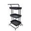 3-Tier Rolling Cart Utility Storage Rack Cart With Handle And Lockable Wheels, Black, Easy Assemble For Kitchen,Bathroom Laundry Room 22036