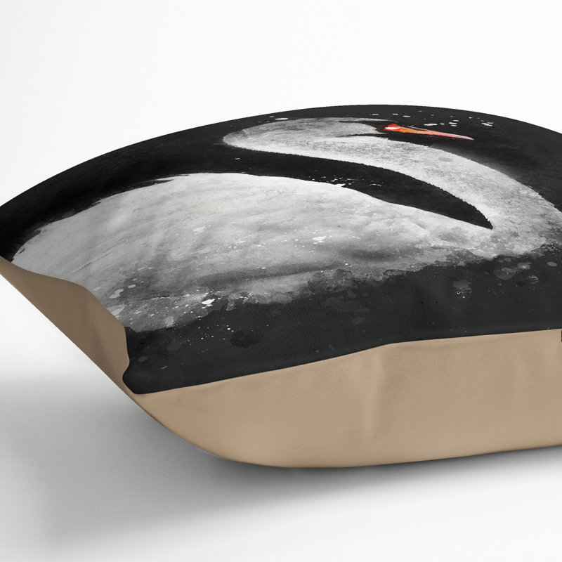 Swan Swimming Paint Splash Cushion with Filling, 40cm H x 40cm W x 15cm D, Stone