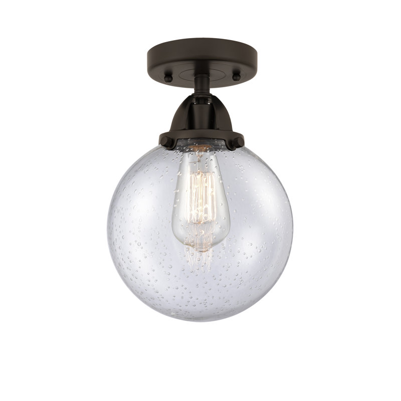Glass LED Semi Flush Mount, 11.25" H x 8" W x 8" D, Seedy, Oil Rubbed Bronze