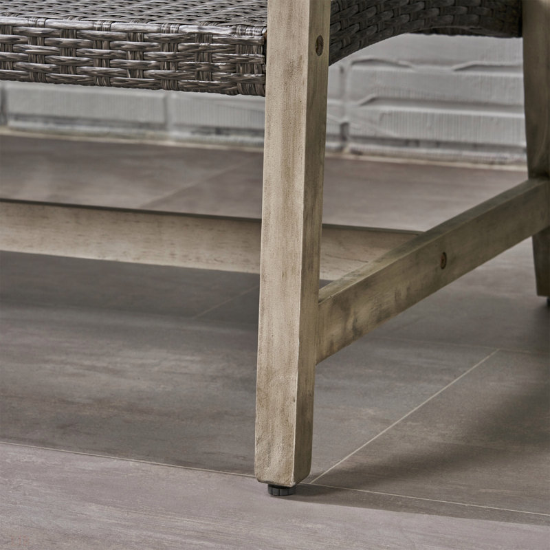 Causeuse Hampton Wood + Wicker, Gris