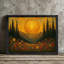 «Moonlit Pine Forest», encadré noir, pleine lune, peinture de champ de fleurs sauvages, art mural paysage nature Moody Mystical-957302145