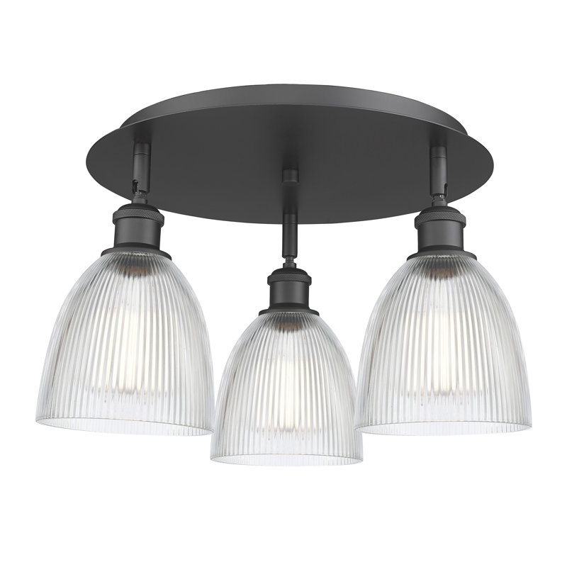 Berush Glass Flush Mount, Clear, Matte Black