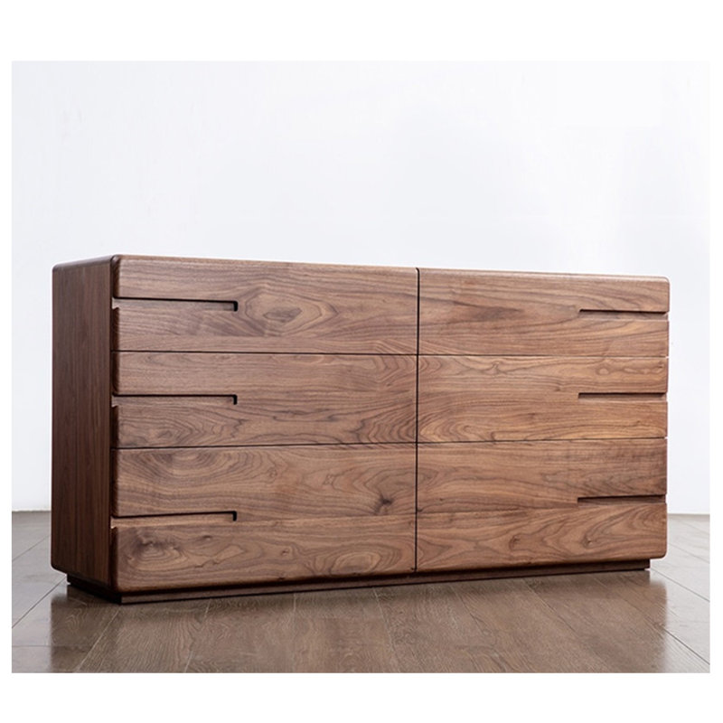 All Solid Wood Six Bucket Cabinet Storage Cabinet 62.99'' Solid Wood Sideboard