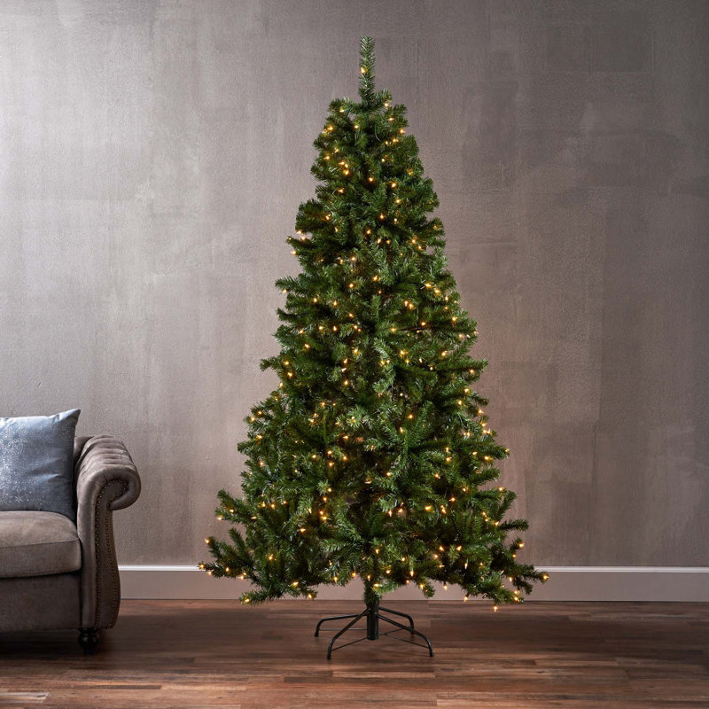 Arbre à charnière 7FT Noble avec / sans lumières, Transparent/blanc, Illuminée