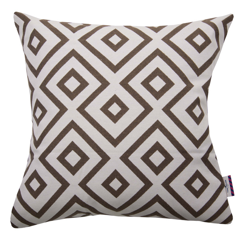 T-Open Squares Geometric Square Cushion Cover, Brown, 50 x 50cm