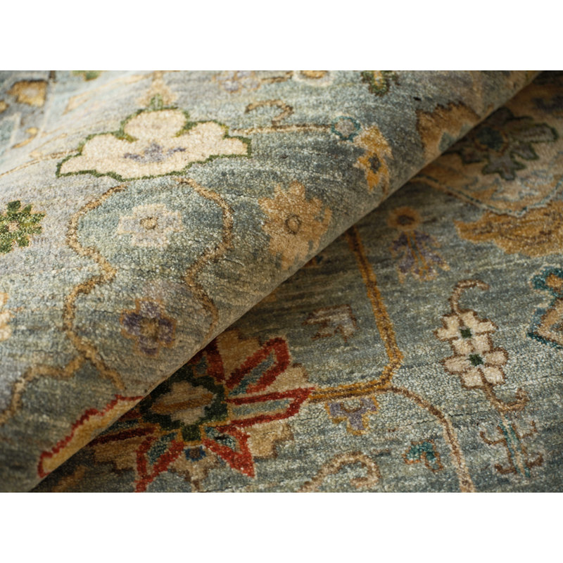Oxford Hand-knotted Ghazni Wool, Light Blue Area Rug, Rectangle 10' x 14'