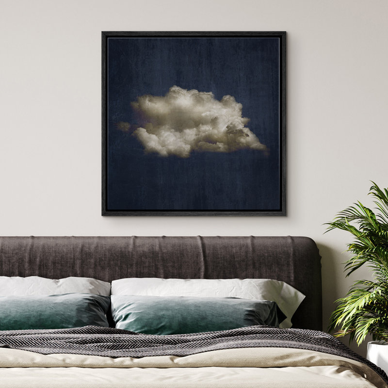 Œuvre d'art pastel bleu marine pastel abstrait bleu ciel, Noir, H 16 po x l 16 po