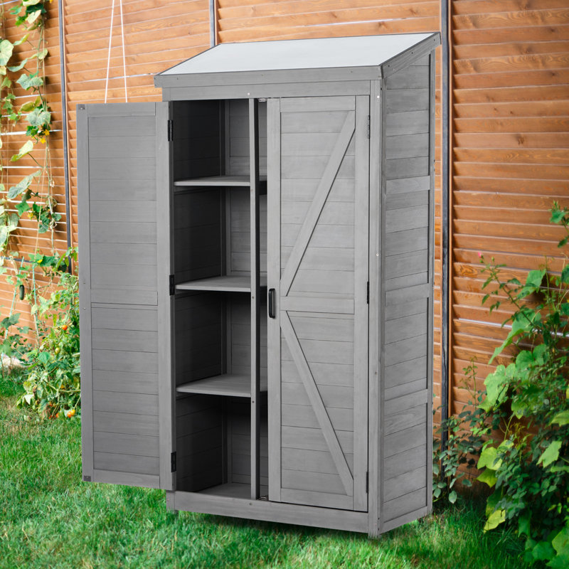 Wood Potting Bench With Metal Top And Structure Gray Outdoor Workbench Framework