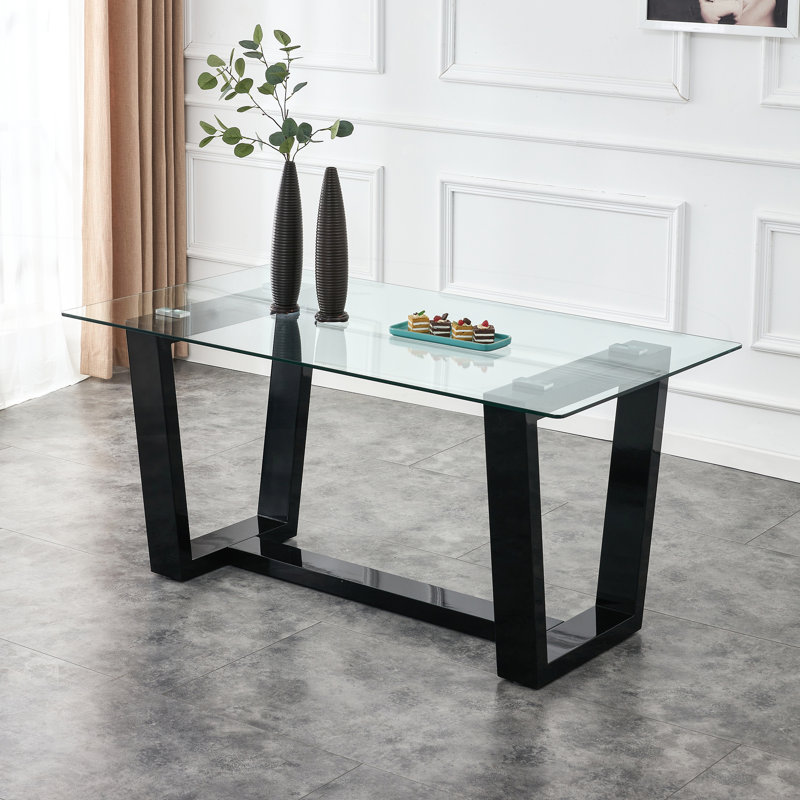 Ayanne Glass Top Dining Table, Black