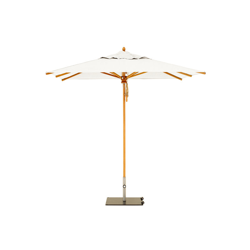 Safari 11.5' Square Umbrella, Natural, Square Metal Base with Wheels, 111.41" H x 137.79" W x 137.79" D