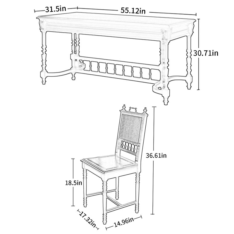 4 - Person Solid Wood Top Trestle Dining Set, 30.71"H x 55.12"L x 31.5"W
