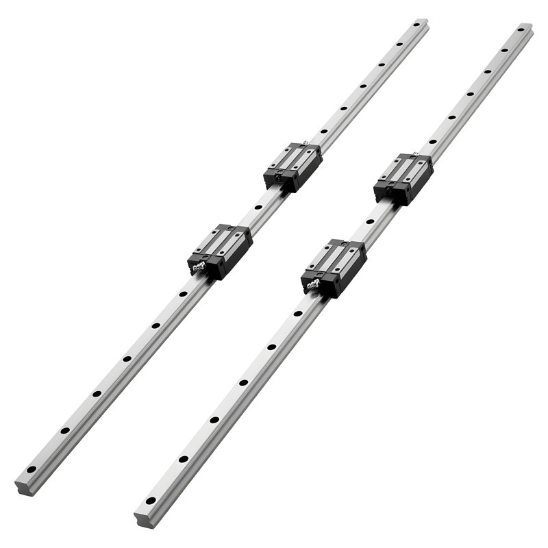 Ensemble de guide de rail linéaire, HGR20, 2 rails de mouvement linéaire de 1000 mm (39,4 pouces) et 4 blocs de glissières à roulement, antirouille et haute précision, pour bricolage, routeurs à commande numérique, tours, moulins, imprimantes 3D
