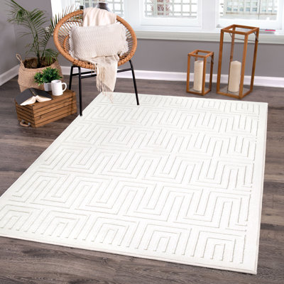 Latitude Run Dovetail Geometric Natural High Low Indoor Outdoor Rug