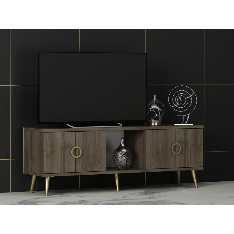 Élégant meuble télé en noyer de 47,2 po x 11,8 po x 17,7 po | 100% panneau de particules enduit de mélamine, épaisseur: 0,7 pouce | Pieds en PVC durable, hauteur: 5,9 pouces | Parfait pour le salon et les espaces de divertissement, conception moderne