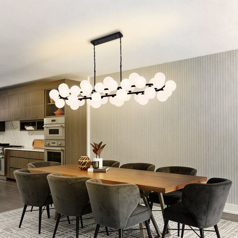 Lustre Spoutnik 40 - 40 lumières pour plafonds hauts, lustre de salle à manger 67 pouces