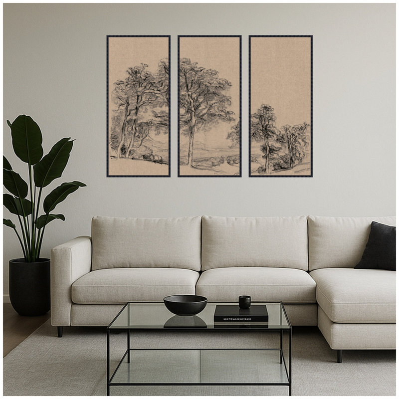 "Sketches Maples Samuel Colman", ensemble de 3 toiles encadrées par le Smithsonian American Art Museum