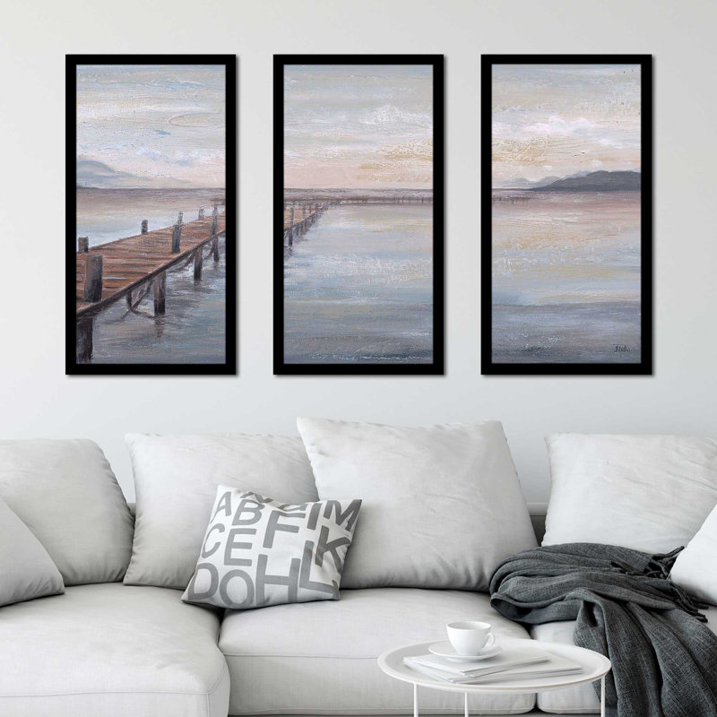 Calm Placid Lake - impression de cadre photo simple 3 pièces, H 33,5 po x l 52,5 po x P 1 po