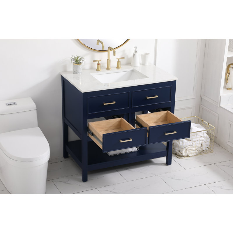 Ensemble de meuble-lavabo simple 36 po Sinclaire, Bleu