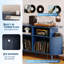 Tourne-disque rond, armoire de rangement en vinyle, bleu Mid-Century moderne