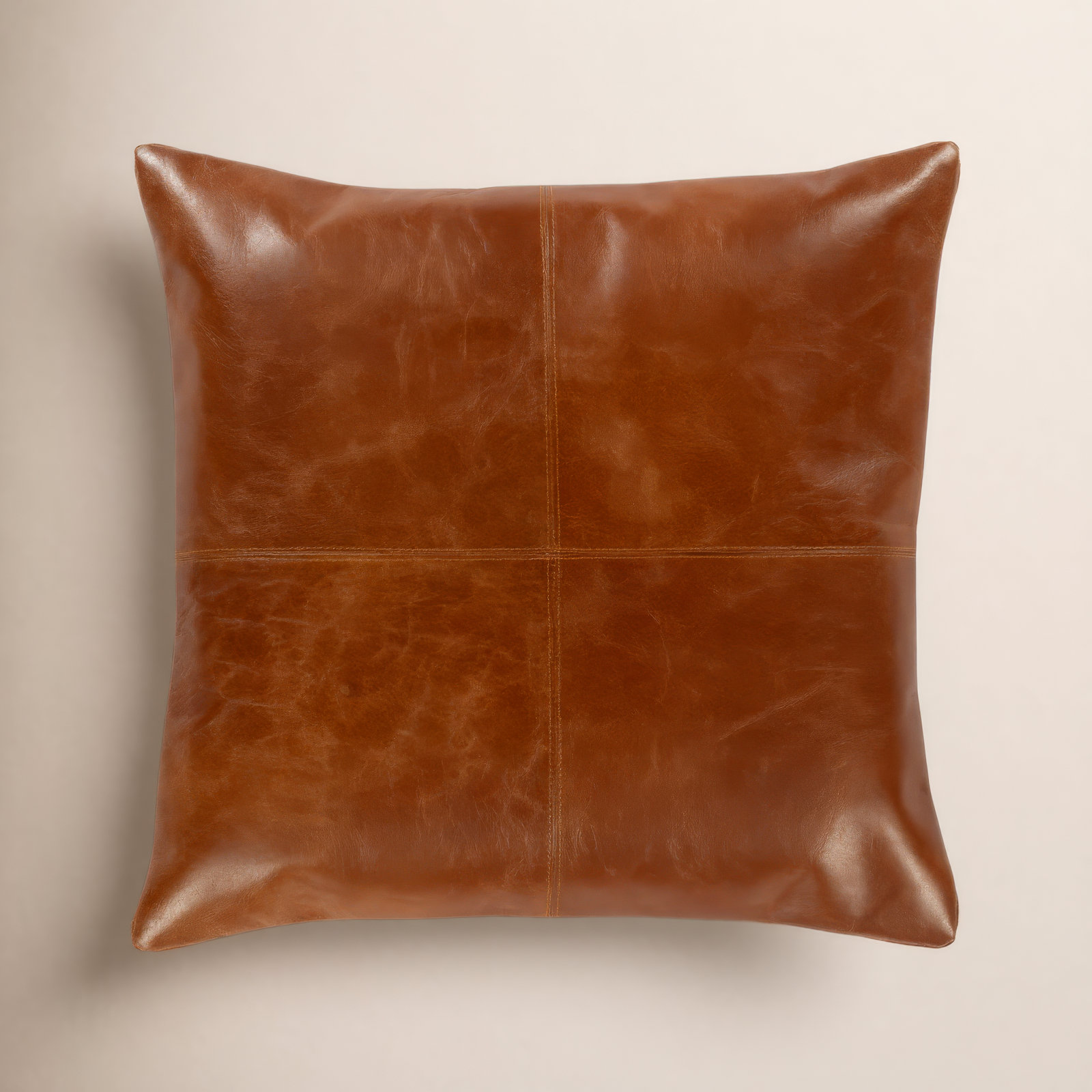 Emily Leather/Suede Throw Pillow, Polyester/Polyfill