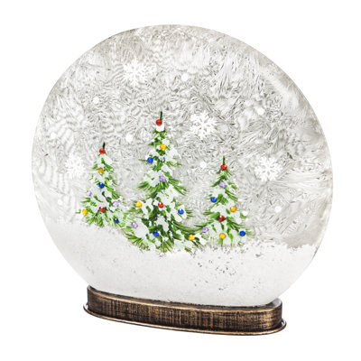 Globe à disque de verre peint à la main de noël avec arbre de noël