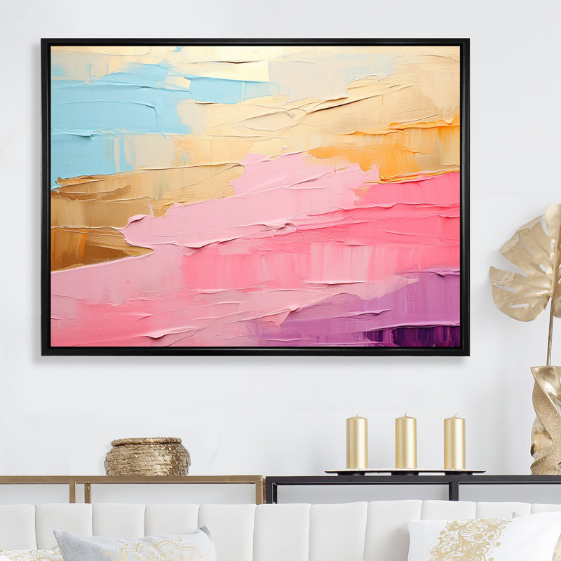 Minimalisme, chasse aux arcs-en-ciel I - impression sur toile arc-en-ciel, Cadre flottant noir, H 16 po x l 32 po