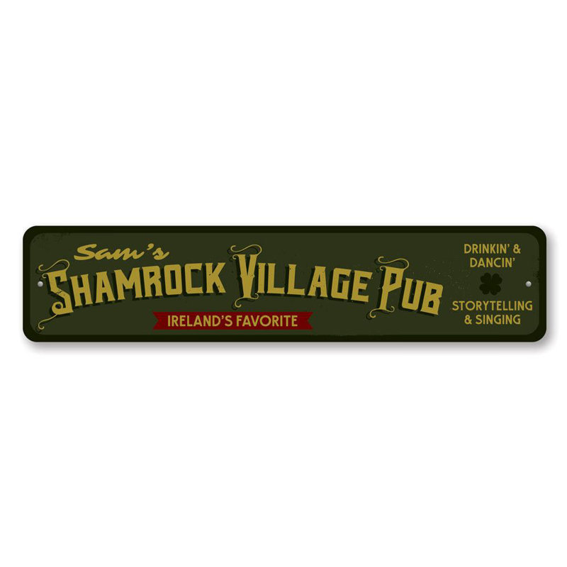 Enseigne en aluminium Shamrock Village, H 6 po x l 24 po x P 0,06 po