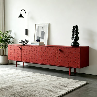 Modern and Simple Design Red TV Cabinet