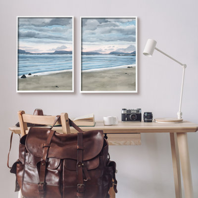 «Cloudy Summer Beach Shore Watercolor» par Grace Popp - peinture 2 pièces