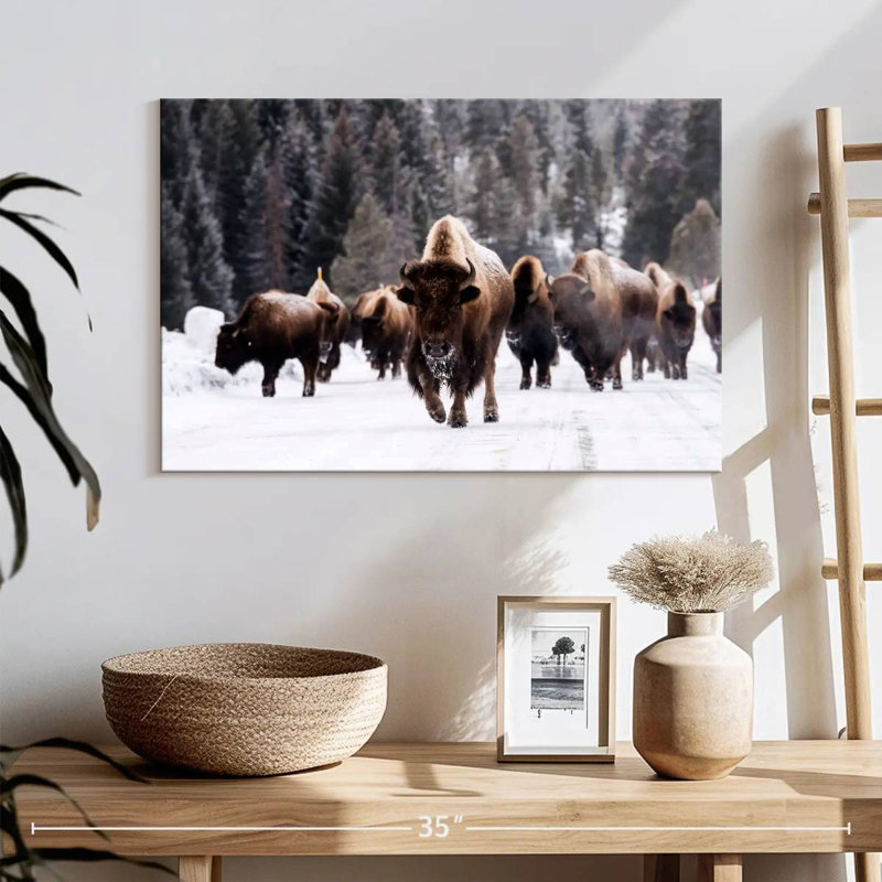 Winter Bisons, 16" H x 24" W