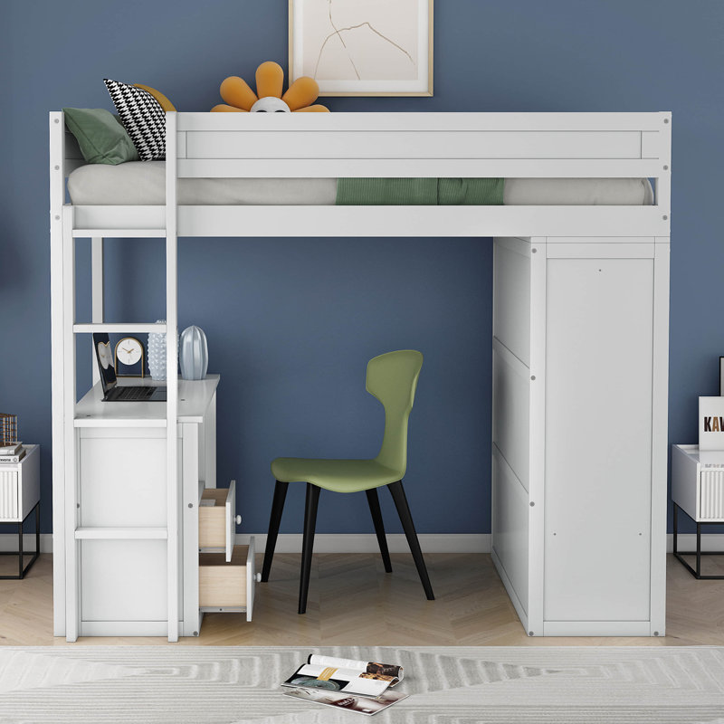 Ieishia Kids Loft Bed, Twin, White