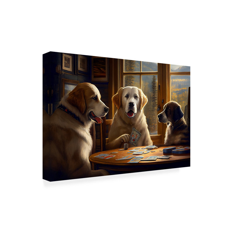 " Dogs IV ", 12" H x 19" W x 2" D
