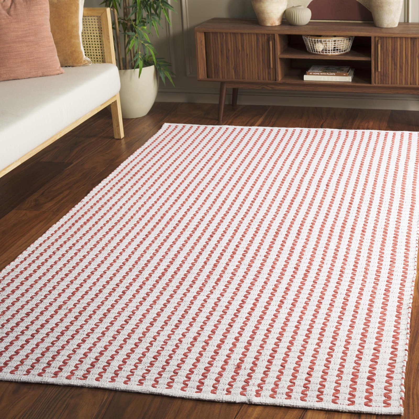Hand-Woven Chevron Cotton Rug, Rectangle 5' x 8'