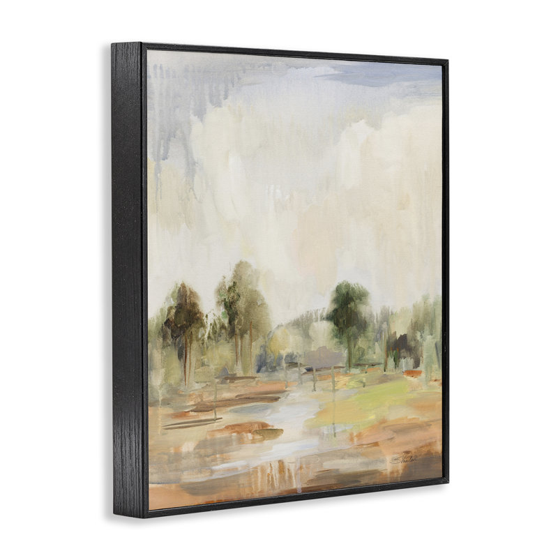 «Summer Rain Landscape», art de la giclée encadrée par Silvia Vassileva, Giclée encadrée noir minuit, H 30 po x l 24 po