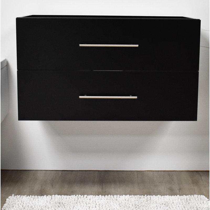 Base de meuble-lavabo mural simple 35,13 po Abdirahman, Noir