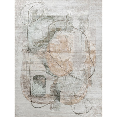 High-Quality Hand-Knotted Grey And Natural Area Rug