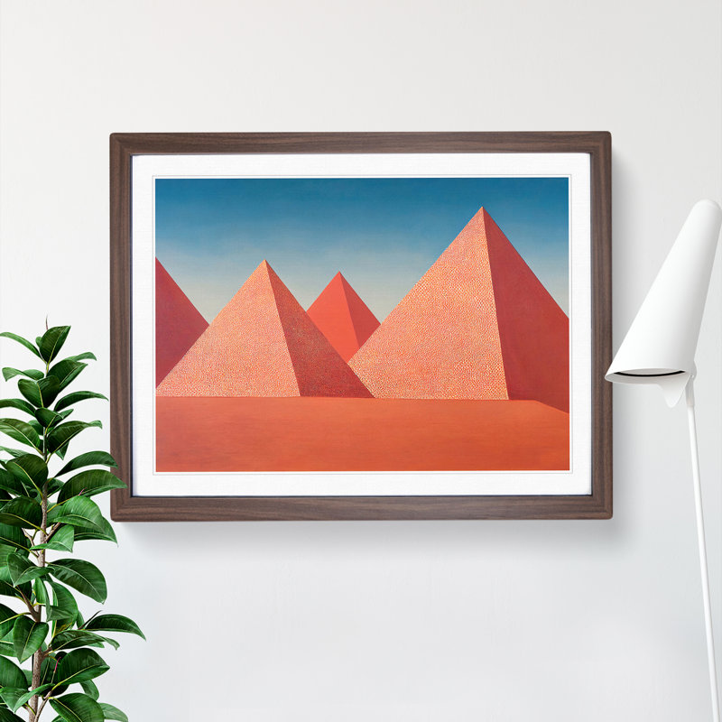 Pyramids - Single Picture Frame Print, 34cm H x 46cm W, Walnut Framed
