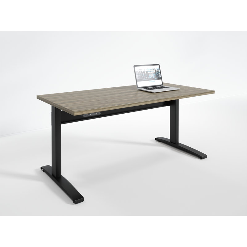Danette Adjustable Metal Base Standing Desk, 47" H x 48" W x 24" D, Stromboli/Black