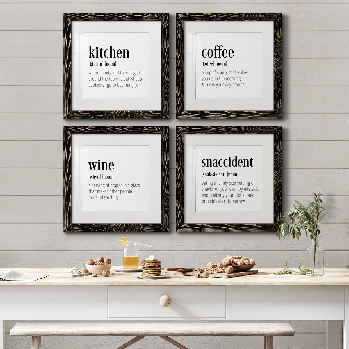 Trinx Kitchen Definition Framed On Canvas 4 Pieces Wayfair