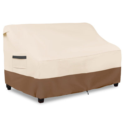 2-Seater Patio Loveseat Cover,58W x 32.5D x 31H Inches Outdoor Couch Cover,100% Waterproof Heavy Duty Patio Sofa Covers,Patio Furniture Covers,Beige&brown