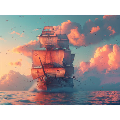 Sailing Ship Nautical Room Darkening Curtain Pair