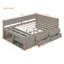 Lit de jour double avec tiroirs et tablettes, gris