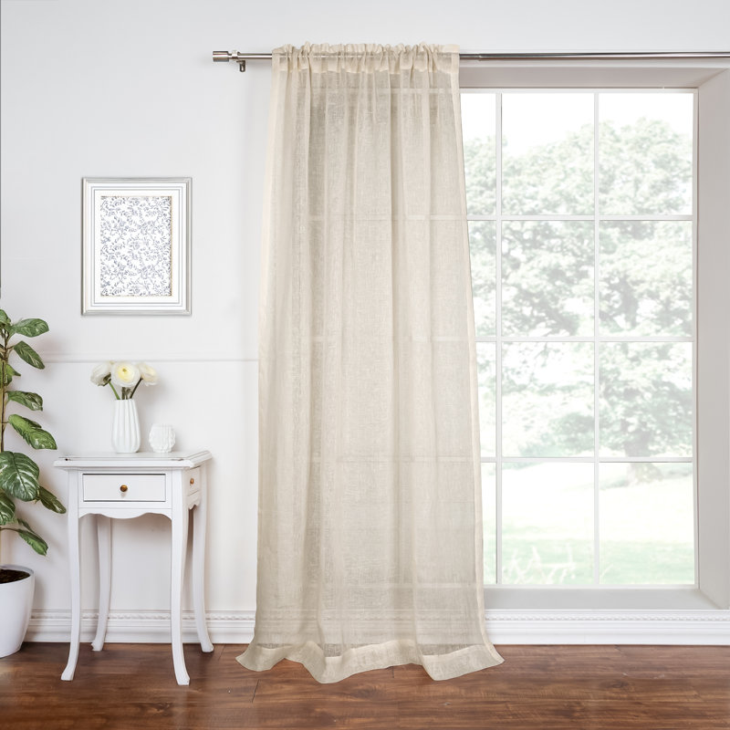 Larkin Linen Sheer Single Curtain Panel Panel, 52" W x 96" L, Oat Meal