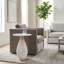 Table d'appoint avec plateau en marbre et base en verre artistique - Table de bout étroite pour la chambre à coucher ou le vestibule - Meuble décoratif rond contemporain - Blanc-1602470927