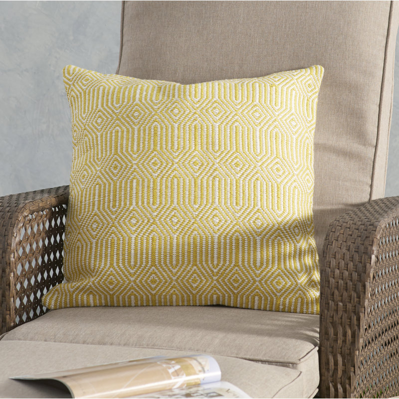 Housse et insert de coussin décoratif intérieur / extérieur Saffet, Jaune / Ivoire, polyester