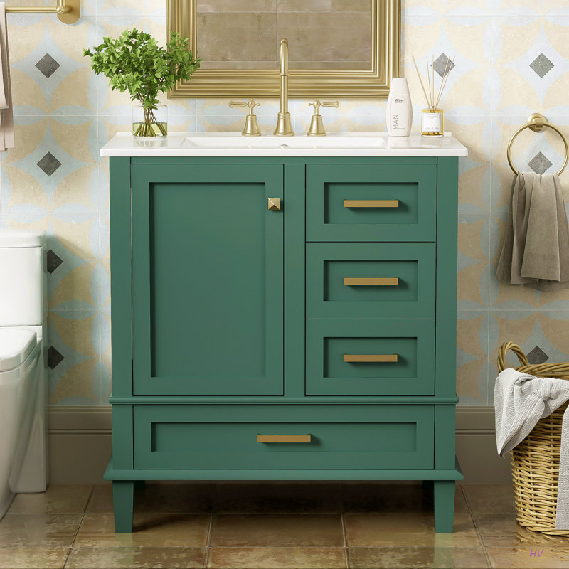 30" Bathroom Vanity, Modern Bathroom Cabinet With Sink Combo Set, Bathroom Storage Cabinet With A Soft Closing Door And 3 Drawers, Solid Wood Frame